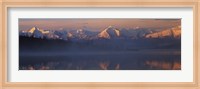 Framed Reflection of snow covered mountain range in the lake, Denali National Park, Alaska, USA