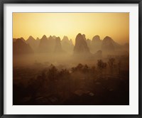 Framed Sunrise in Mountains Guilin China