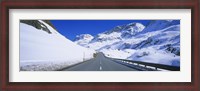 Framed Empty road passing through a polar landscape, Route 3, Graubunden, Switzerland