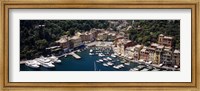 Framed High angle view of boats docked at a harbor, Italian Riviera, Portofino, Italy