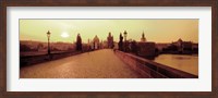 Framed Charles Bridge, Prague, Czech Republic, Sepia View