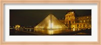Framed Museum lit up at night, Musee Du Louvre, Paris, France