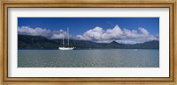 Framed Sailboat in a bay, Kaneohe Bay, Oahu, Hawaii, USA