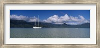 Framed Sailboat in a bay, Kaneohe Bay, Oahu, Hawaii, USA