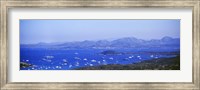 Framed Aerial view of boats in the sea, Costa Smeralda, Sardinia, Italy