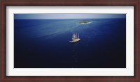 Framed High angle view of a sailboat in the ocean, Heron Island, Great Barrier Reef, Queensland, Australia