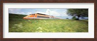 Framed TGV High-Speed Train Moving Through Hills, Blurred Motion
