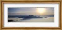 Framed Switzerland, Luzern, Pilatus Mountain, Panoramic view of mist around a mountain peak