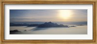 Framed Switzerland, Luzern, Pilatus Mountain, Panoramic view of mist around a mountain peak