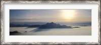 Framed Switzerland, Luzern, Pilatus Mountain, Panoramic view of mist around a mountain peak