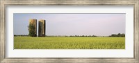 Framed USA, Arkansas, View of grain silos in a field