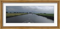 Framed Motorboat in a canal, Friesland, Netherlands
