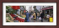 Framed Group Of People In A Street Market, Rue De Levy, Paris, France