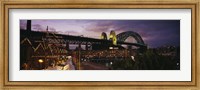 Framed Bridge lit up at night, Sydney Harbor Bridge, Sydney, New South Wales, Australia