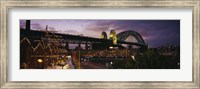 Framed Bridge lit up at night, Sydney Harbor Bridge, Sydney, New South Wales, Australia