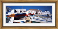 Framed Rowboats on a harbor, Mykonos, Greece