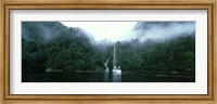Framed Yacht in the ocean, Fiordland National Park, South Island, New Zealand