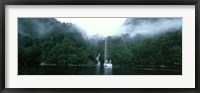 Framed Yacht in the ocean, Fiordland National Park, South Island, New Zealand