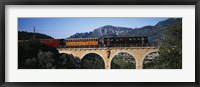 Framed Train crossing a bridge, Sierra De Tramuntana, Majorca, Spain