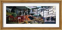 Framed Group of people in a street market, Lake Garda, Italy