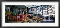 Framed Group of people in a street market, Lake Garda, Italy