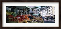 Framed Group of people in a street market, Lake Garda, Italy