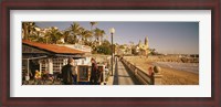 Framed Tourists in a cafe, Tapas Cafe, Sitges Beach, Catalonia, Spain