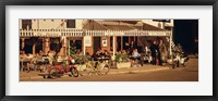 Framed Tourists sitting in a cafe, Sitges Beach, Catalonia, Spain