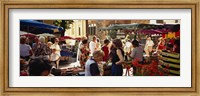 Framed Group of people in a street market, Ceret, France