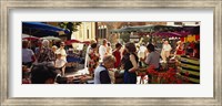 Framed Group of people in a street market, Ceret, France