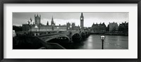 Framed Bridge across a river, Westminster Bridge, Houses Of Parliament, Big Ben, London, England