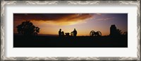 Framed Silhouette of statues of soldiers and cannons in a field, Gettysburg National Military Park, Pennsylvania, USA