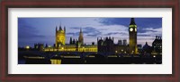 Framed Government Building Lit Up At Night, Big Ben And The Houses Of Parliament, London, England, United Kingdom