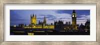 Framed Government Building Lit Up At Night, Big Ben And The Houses Of Parliament, London, England, United Kingdom