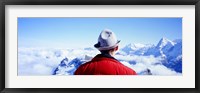 Framed Man Contemplating Swiss Alps, Switzerland