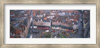 Framed Aerial view of a town square, Bruges, Belgium