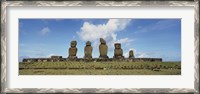 Framed Moai statues in a row, Tahai Archaeological Site,  Easter Island, Chile