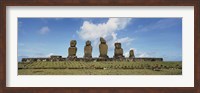 Framed Moai statues in a row, Tahai Archaeological Site,  Easter Island, Chile