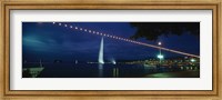 Framed Fountain at night, Jet D'eau, Geneva, Switzerland