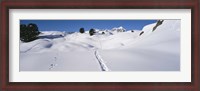 Framed Footprints on a snow covered landscape, Alps, Riederalp, Valais Canton, Switzerland