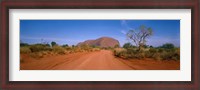 Framed Desert Road And Ayers Rock, Australia