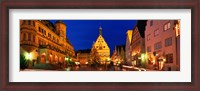 Framed Town Center Decorated With Christmas Lights, Rothenburg, Germany