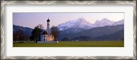 Framed St Coloman Church and Alps Schwangau Bavaria Germany