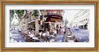 Framed Group of people at a sidewalk cafe, Paris, France