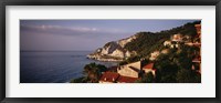 Framed High angle view of a city near the sea, Ligurian Sea, Italian Rivera, Bergeggi, Liguria, Italy