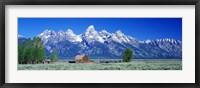 Framed Barn On Plain Before Mountains, Grand Teton National Park, Wyoming, USA