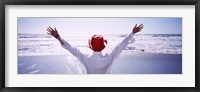 Framed Woman With Outstretched Arms On Beach, California, USA