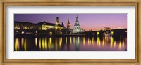Framed Reflection Of Buildings On Water At Night, Dresden, Germany