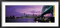 Framed Port Jackson, Sydney Harbor And Bridge Night, Sydney, Australia