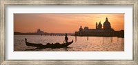 Framed Silhouette of a gondola in a canal at sunset, Santa Maria Della Salute, Venice, Italy